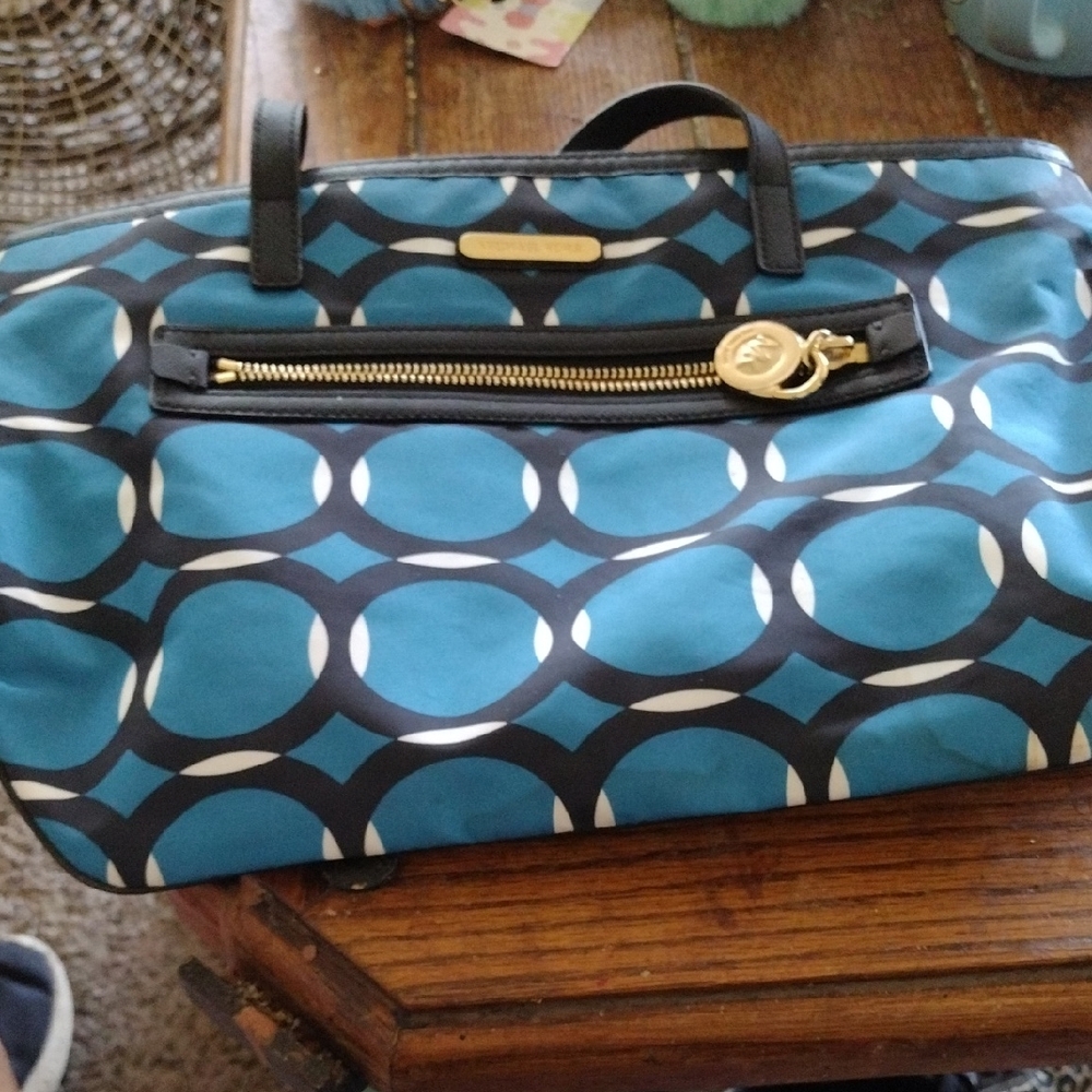 Michael Kors Blue and Black Patterned Tote